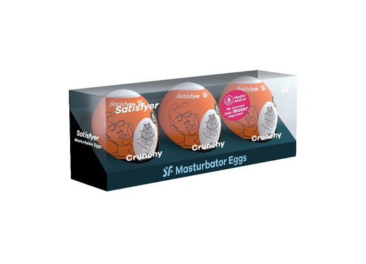 Set de 3 Huevos Masturbadores Masculinos – Crunchy & Orange – Estimulación Realista y Compacta