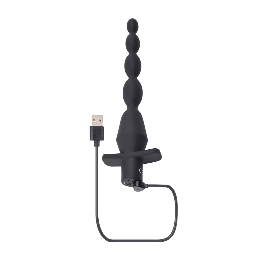 Rechargeable Vibrating Anal Beads with 10 Modes - Black