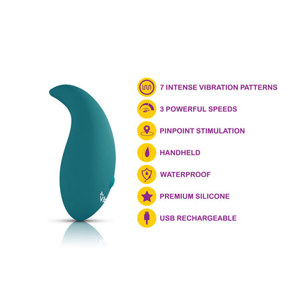 Elated Teardrop Clitoral Stimulator - 10-Speed Rechargeable Ocean