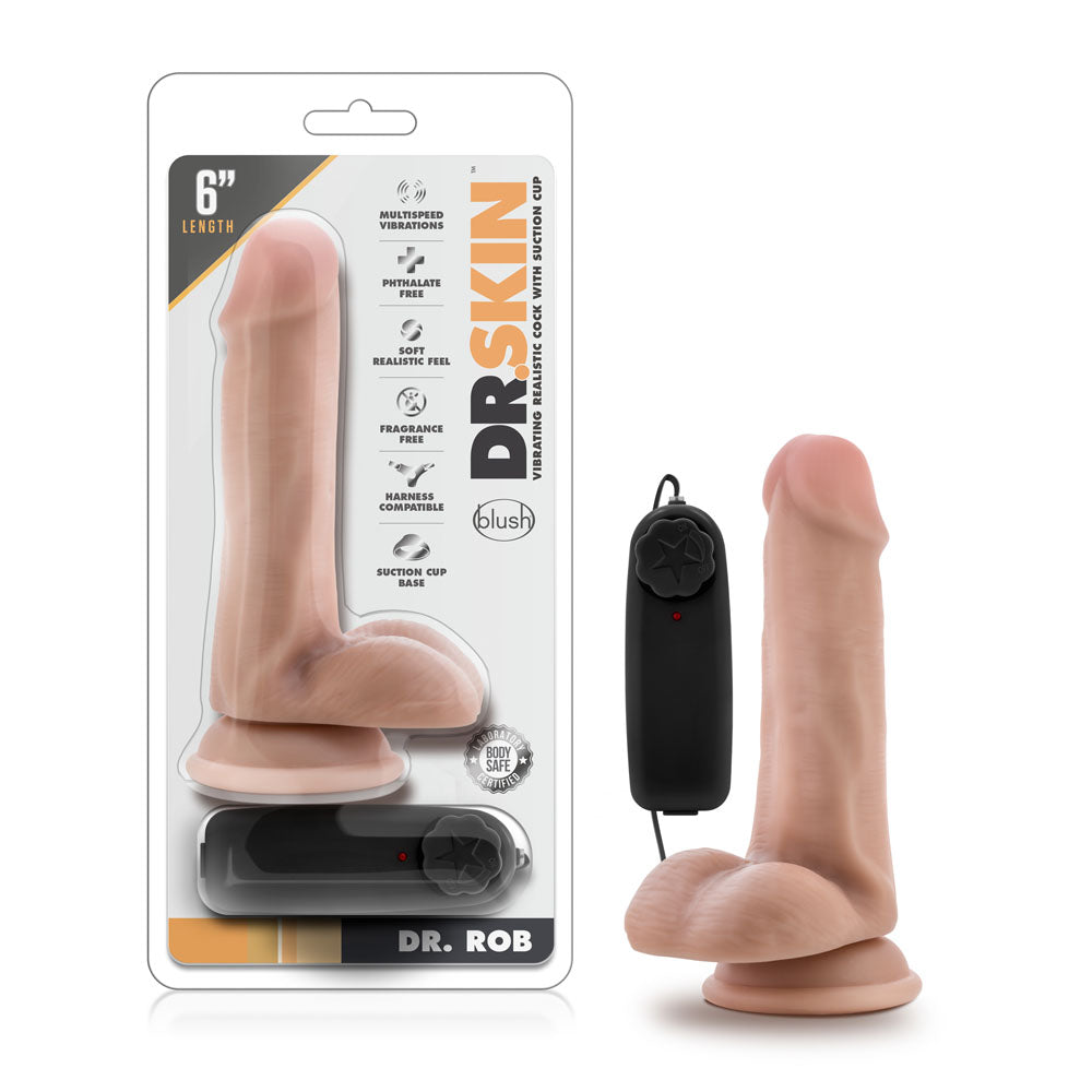 Dr. Skin Dr. Rob 4.5 Inch Realistic Vibrator - Vanilla Realistic Dildo with Suction Cup