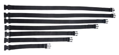 7-Piece Adjustable Body Bondage Straps Set - Black Nylon BDSM Restraint Harness