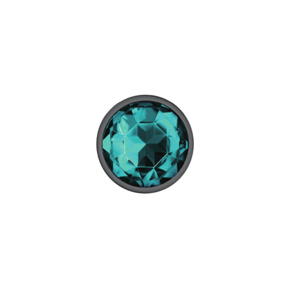Medium Teal Gem Metal Butt Plug - Jeweled Anal Plug Temperature Play