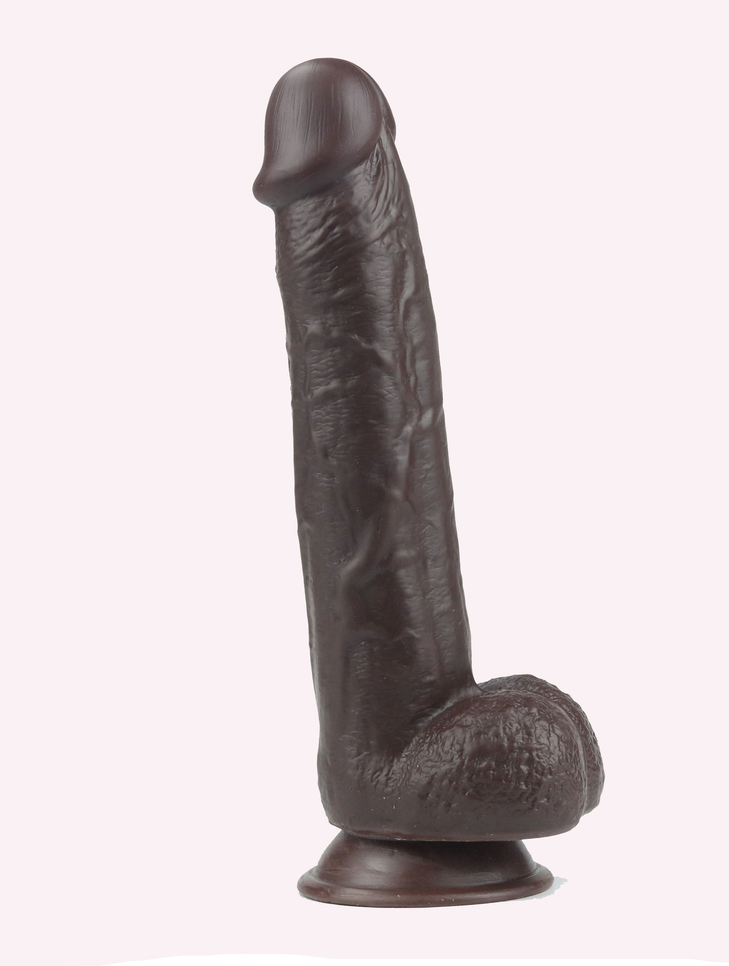 9.5 Inch Dark Brown Realistic Dildo Dual-Layer TPE Lifelike Skin Feel Suction Cup