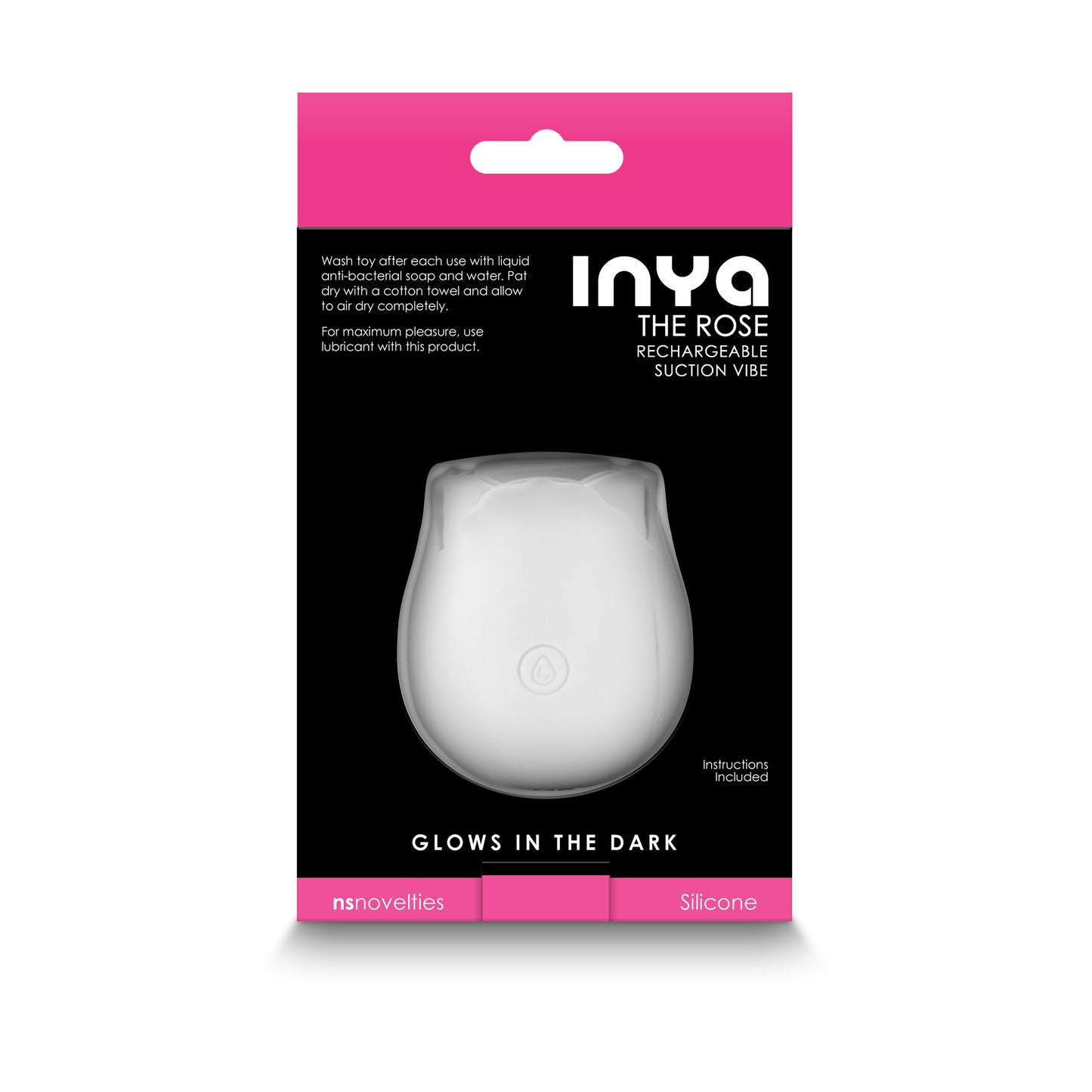 Inya Glow Rose Clitoral Air Pulse Stimulator - Glow-in-the-Dark White