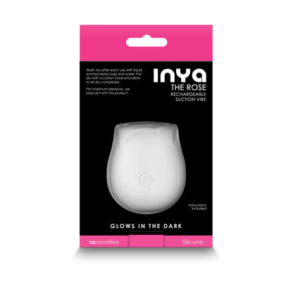 Inya Glow Rose Clitoral Air Pulse Stimulator - Glow-in-the-Dark White