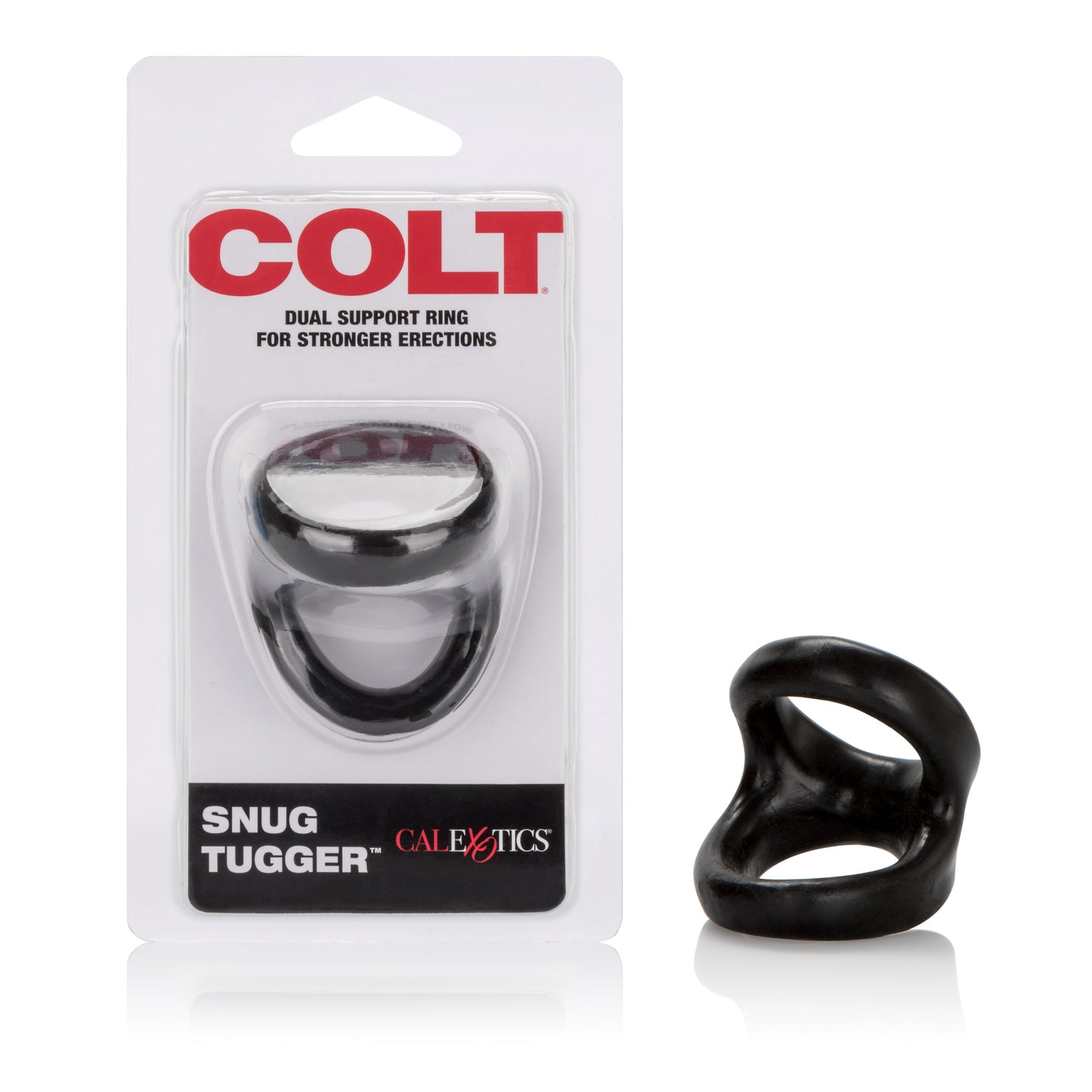 Dual Cock Ring with Scrotum Support - Black TPR