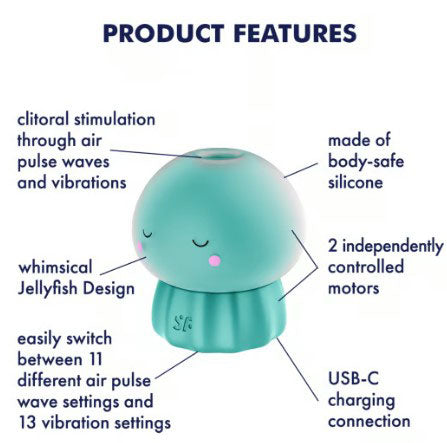 Jelly-Clous Green Air Pulse Clitoral Stimulator - Suction & Vibration Jellyfish Toy