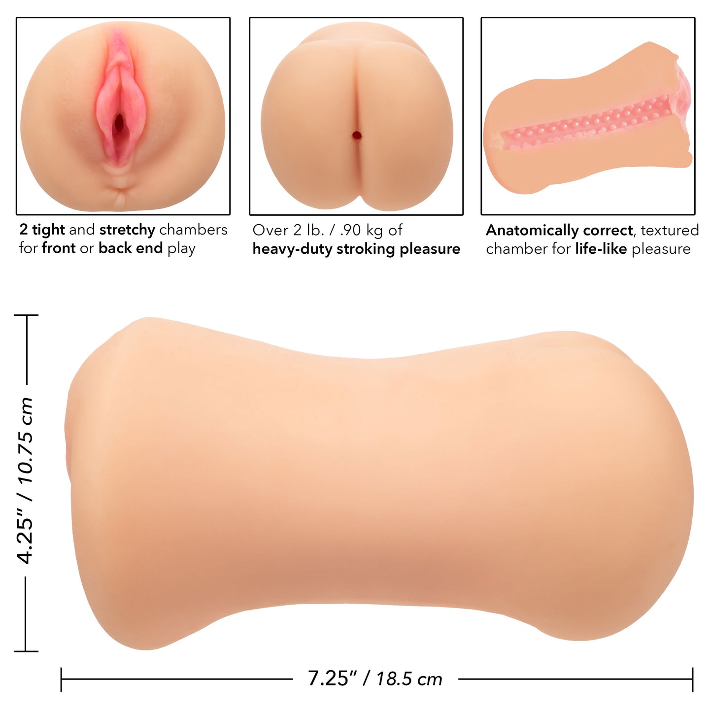 Stroke It Dual Entry Heavyweight Male Masturbator - Double Orifice Pussy & Ass Stroker