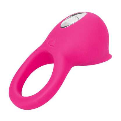 Rechargeable Tongue Vibrating Cock Ring - Silicone Teasing Tongue Enhancer, 12 Modes Pink