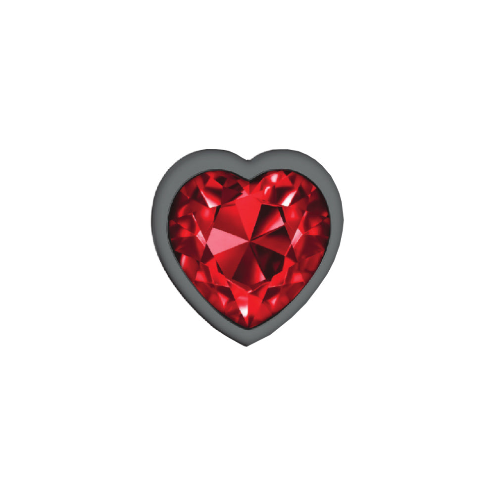 Medium Deep Red Heart Jeweled Butt Plug - Metal Anal Plug Temperature Play