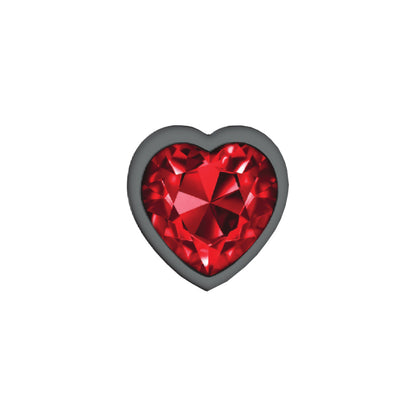Medium Deep Red Heart Jeweled Butt Plug - Metal Anal Plug Temperature Play