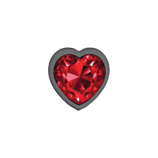 Medium Deep Red Heart Jeweled Butt Plug - Metal Anal Plug Temperature Play