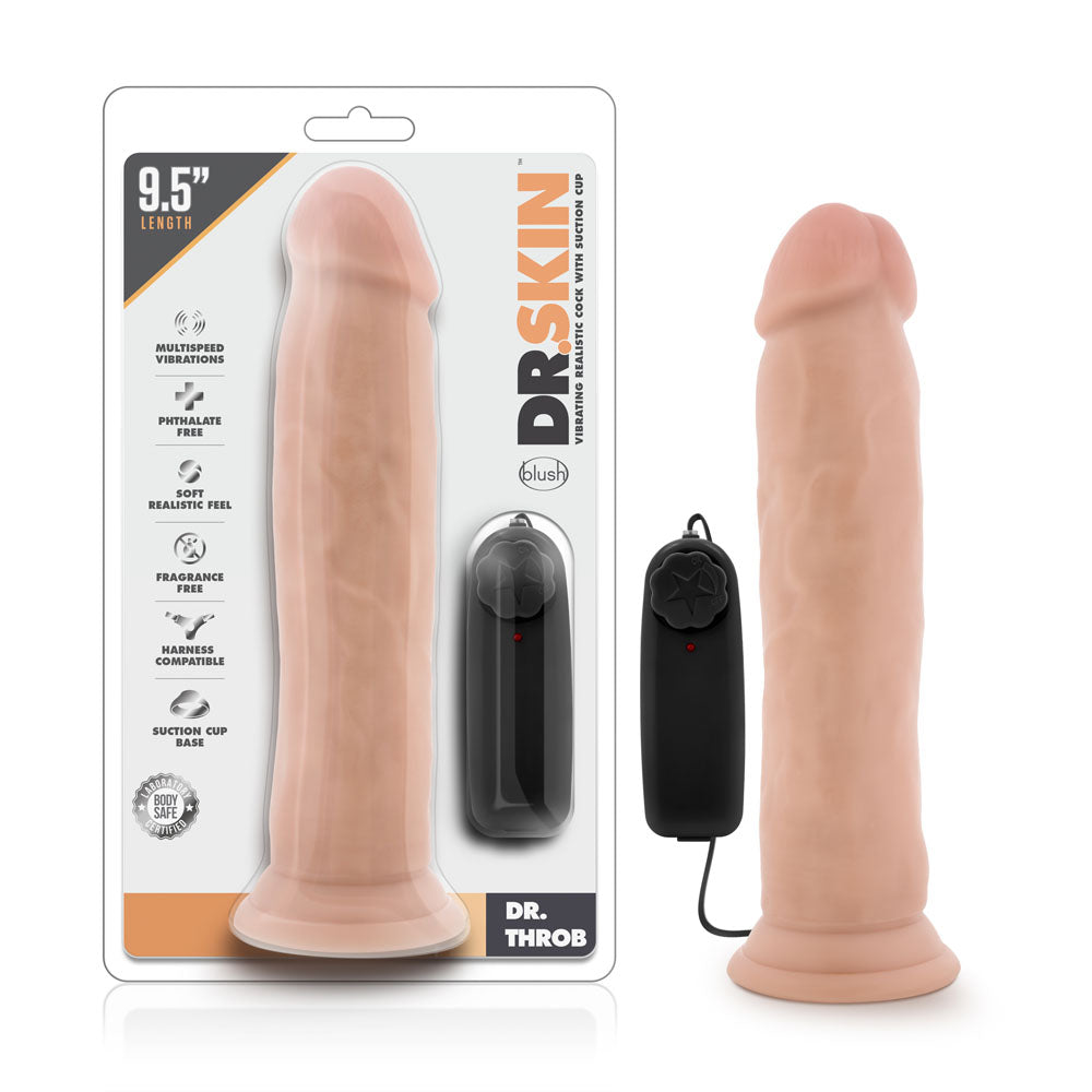 Dr. Skin Dr. Throb Realistic Vibrating Dildo 9.5" Vanilla