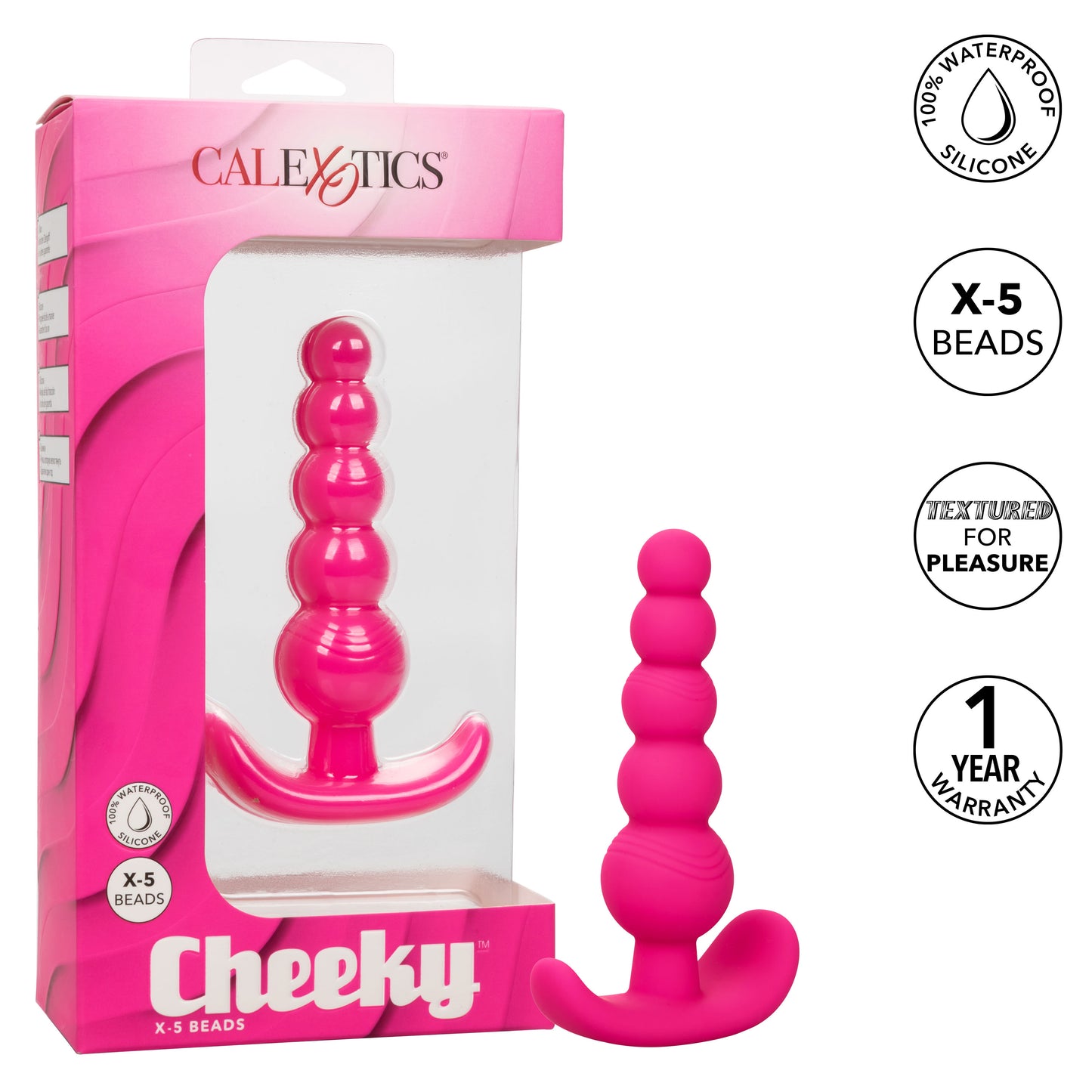 Cheeky X-5 Beads Silicone Anal Beads – 5 Graduated Beads Pink