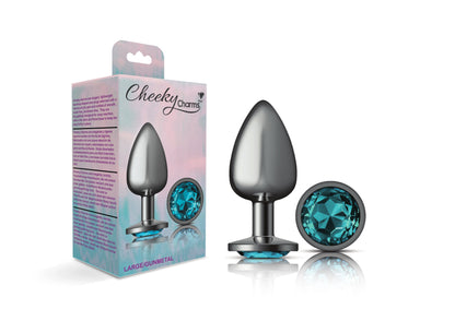 Large Teal Gem Metal Butt Plug - Jeweled Anal Plug Temperature Play