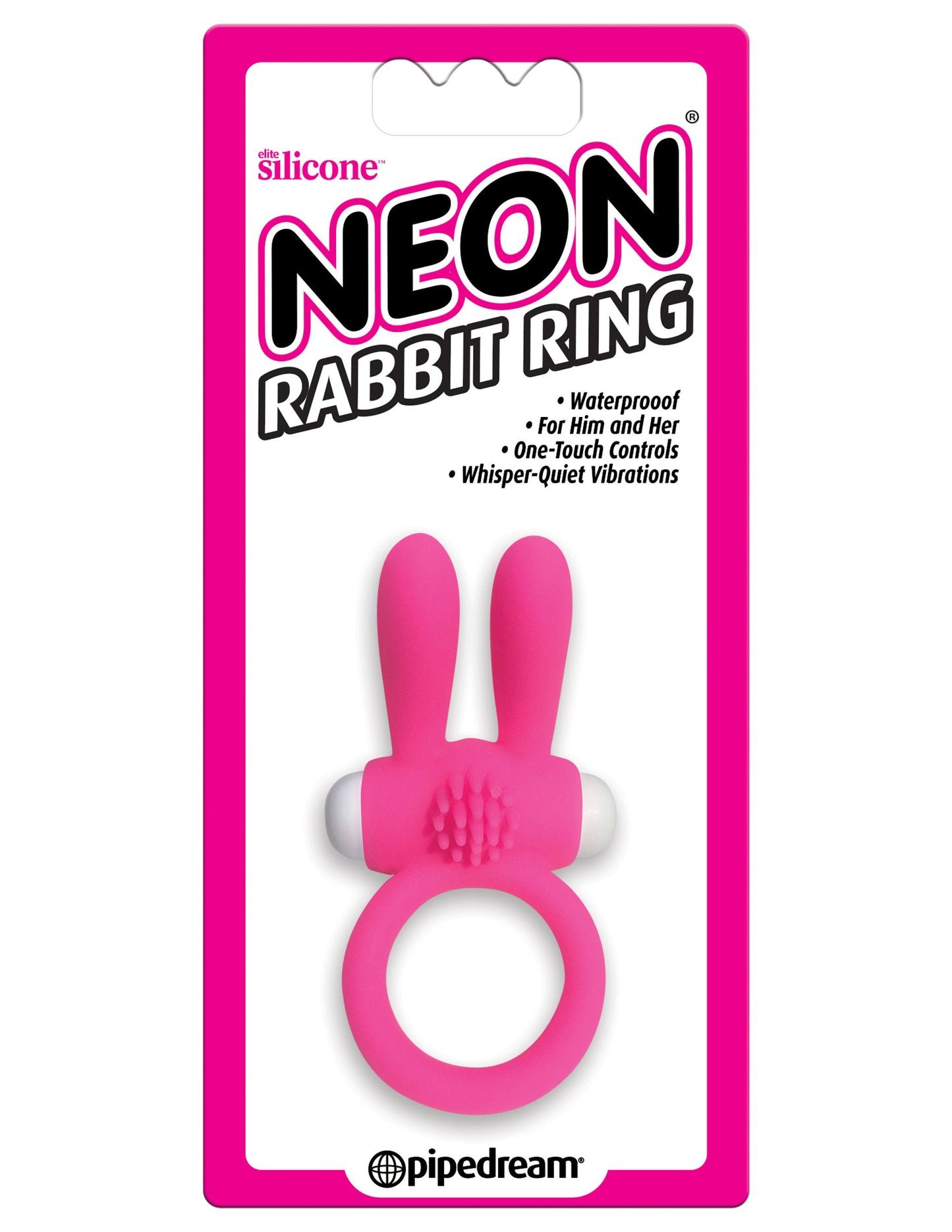 Neon Pink Rabbit Vibrating Cock Ring – Clitoral Stimulator