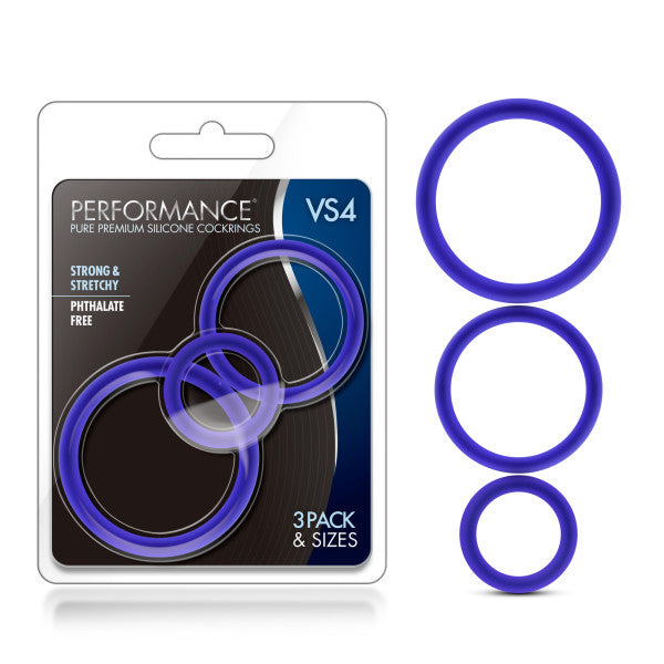 Indigo Glow Silicone Cock Rings Set - 3 Sizes Erection Enhancer