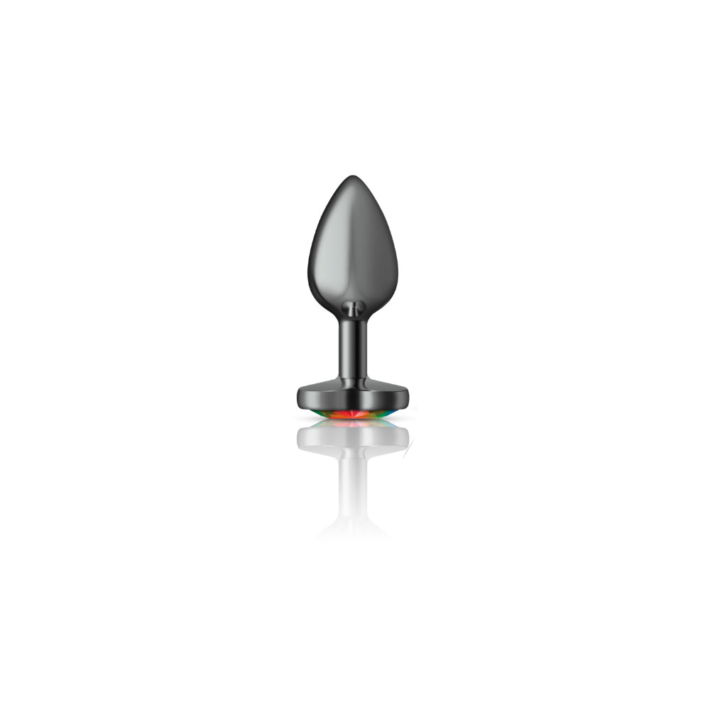 Rainbow Heart Gem Gunmetal Anal Plug Small - Cheeky Charms