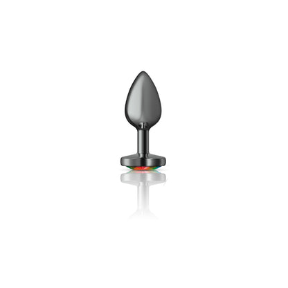 Rainbow Heart Gem Gunmetal Anal Plug Small - Cheeky Charms