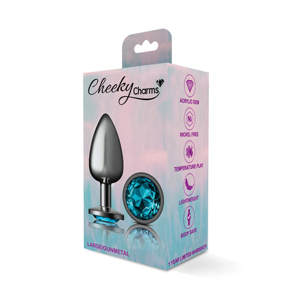 Large Teal Gem Metal Butt Plug - Jeweled Anal Plug Temperature Play