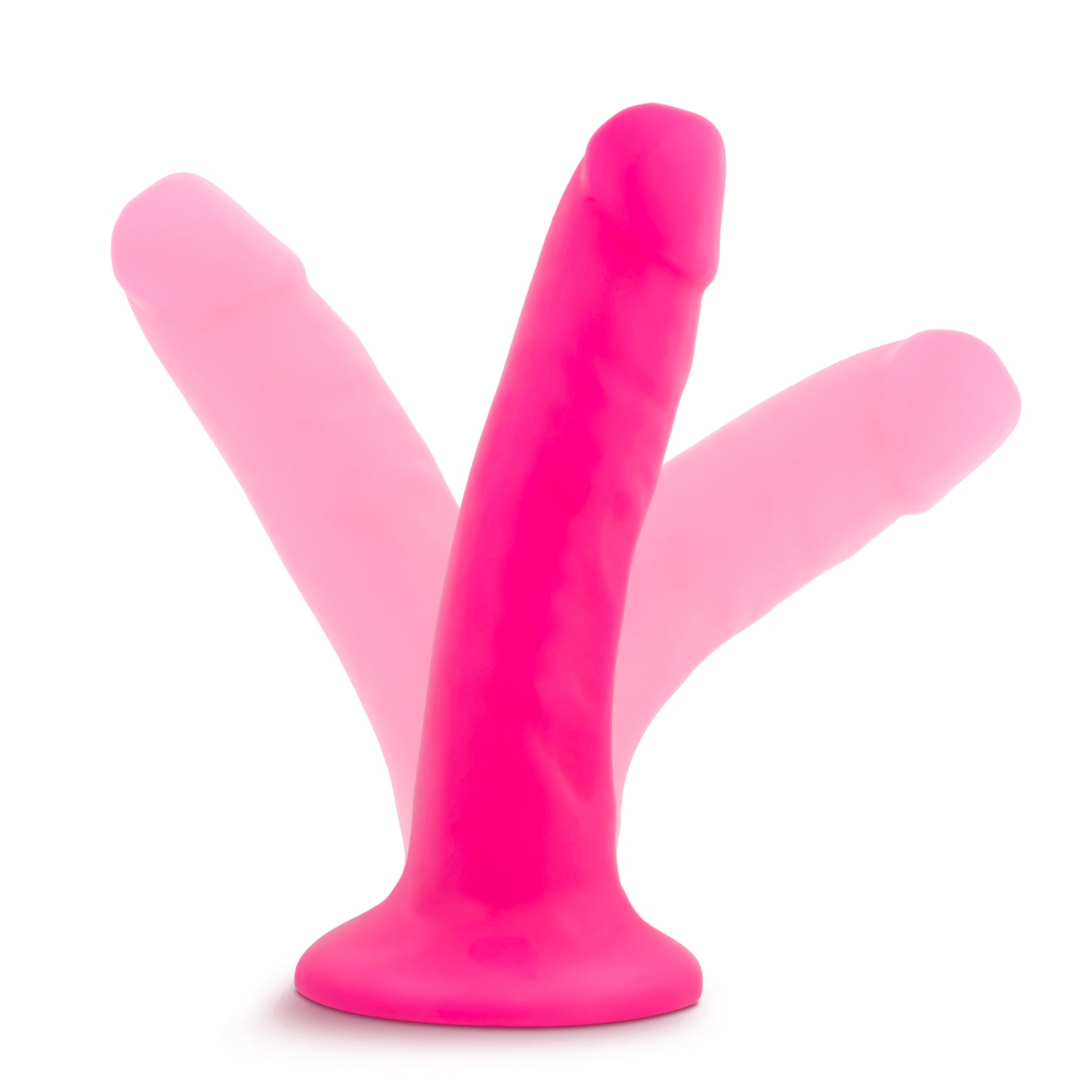 Neon Pink Dual Density Suction Cup Dildo 5.5" - Realistic Feel