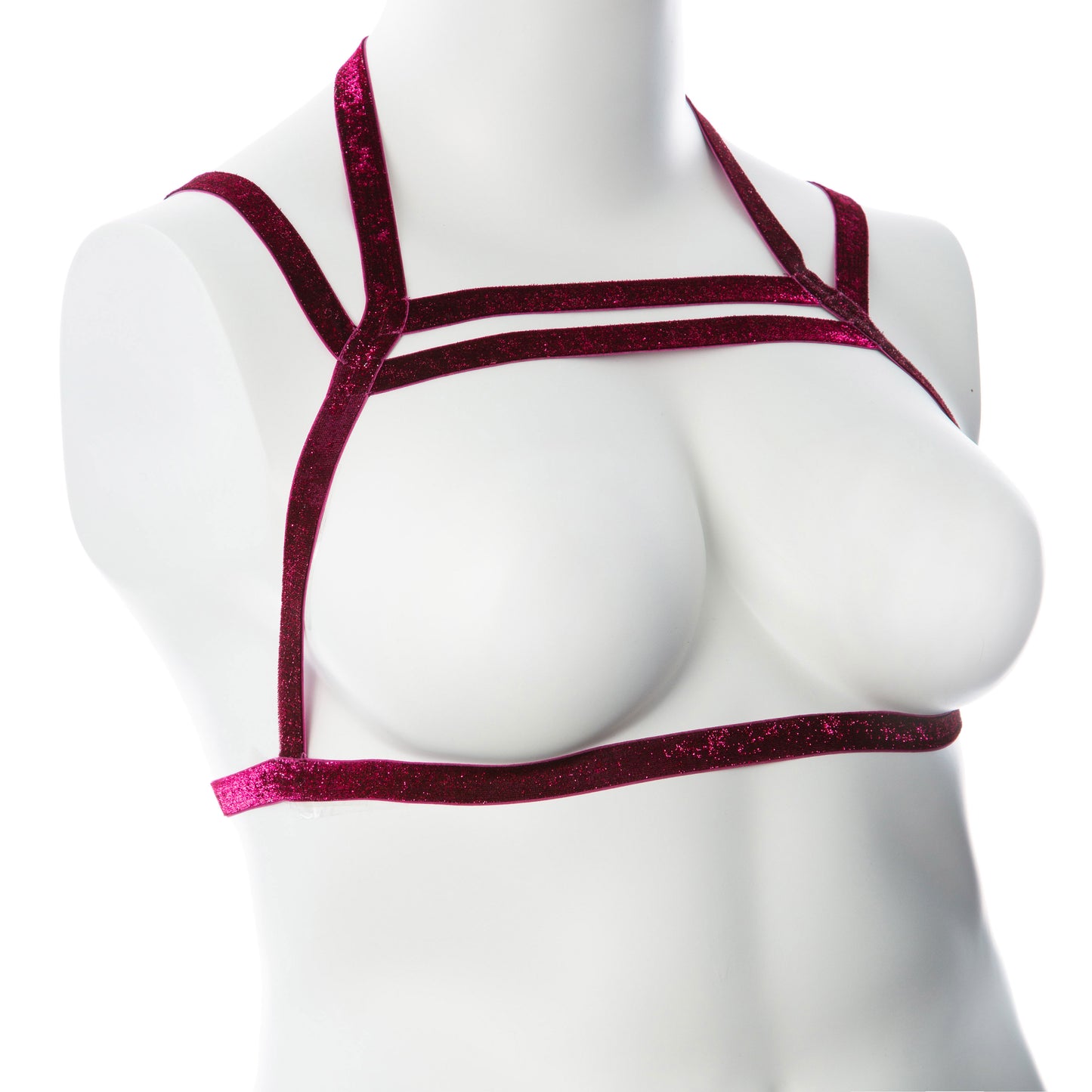 Raspberry Elastic Body Harness - One Size Fits Most (XS-XXL)