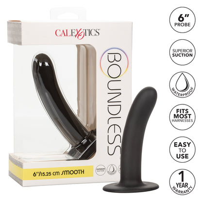 Boundless Smooth 6 Inch Silicone Suction Cup Dildo – Black