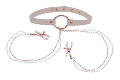 Peaches n Cream Nipple Clamp Collar - Rose Gold Chain