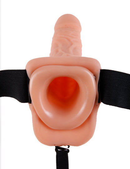 7 Inch Hollow Strap-On Vibrating Dildo with Balls Fetish Fantasy Remote Control