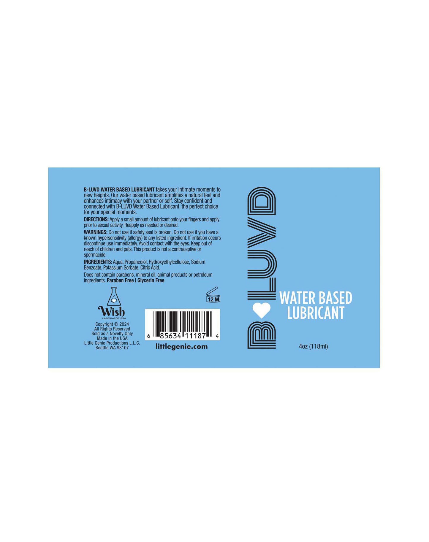 B-Luvd - Premium Water-Based Personal Lubricant 4oz – Glycerin & Paraben Free