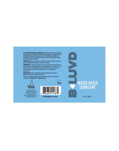 B-Luvd - Premium Water-Based Personal Lubricant 4oz – Glycerin & Paraben Free