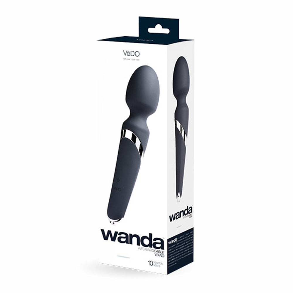 Rechargeable Wand Massager 10 Vibration Modes Waterproof – Black