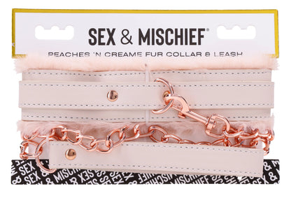 Peaches n Cream Vegan Collar and Leash - Rose Gold Pink Plush