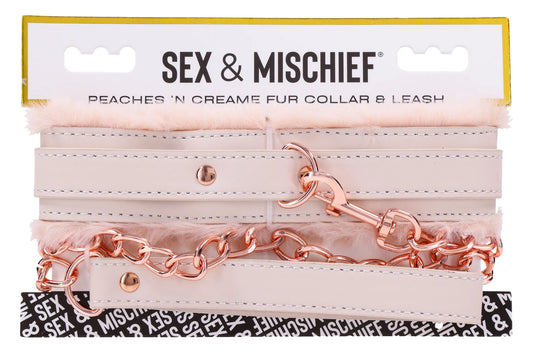 Peaches n Cream Vegan Collar and Leash - Rose Gold Pink Plush