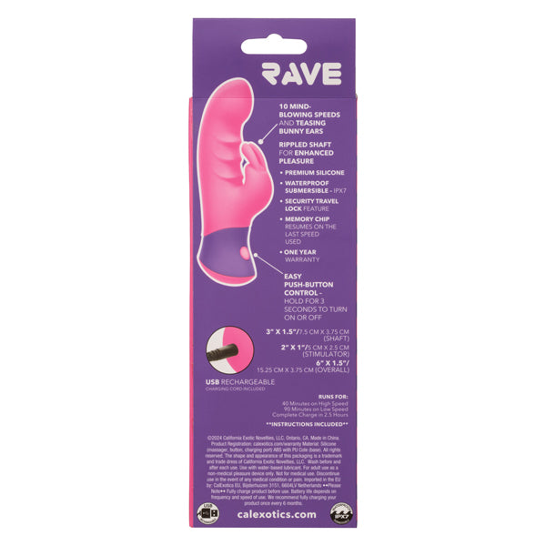 Rechargeable Rabbit Vibrator Dual Stimulation – 10 Speeds Pink