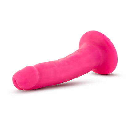 Neon Pink Dual Density Suction Cup Dildo 5.5" - Realistic Feel