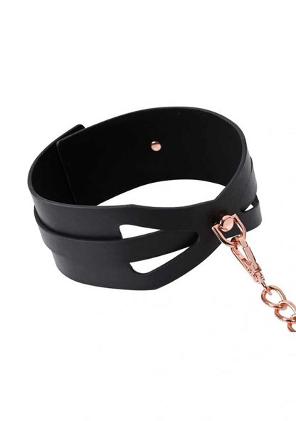 Brat Rose Gold Chain Collar & Leash Set - Rose Gold/Black