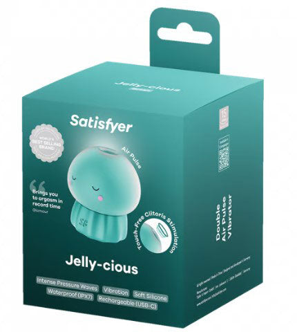 Jelly-Clous Green Air Pulse Clitoral Stimulator - Suction & Vibration Jellyfish Toy