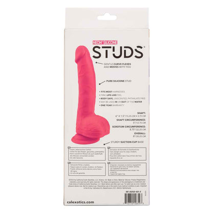 Neon Studs 6 Inch Flexible Silicone Suction Cup Dildo – Hot Pink