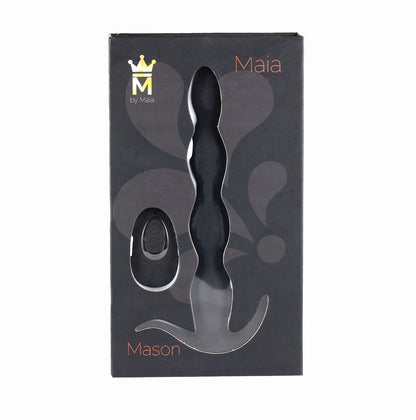 Remote Control Rechargeable Vibrating Anal Plug with Beaded Design - Black