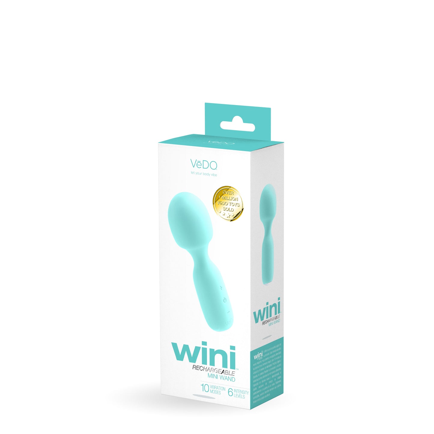 WINI Mini Vibrator Rechargeable 10 Modes 6 Intensities Waterproof Turquoise