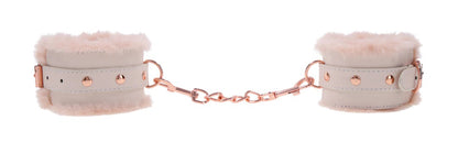 Peaches n Cream Plush Cuffs with Chain - Rose Gold Pink