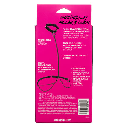 Euphoria Collection Chain Collar & Leash Harness - Black