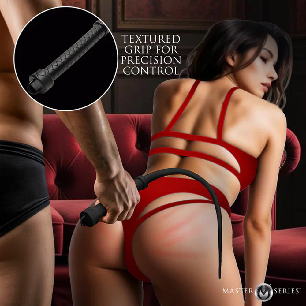 Silicone Viper Tail Whip - Premium Black BDSM Impact Toy, Flexible & Precise