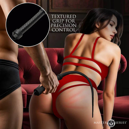 Silicone Viper Tail Whip - Premium Black BDSM Impact Toy, Flexible & Precise