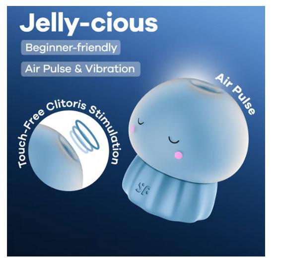 Jelly-Clous Blue Air Pulse Clitoral Stimulator - Suction & Vibration Jellyfish Toy