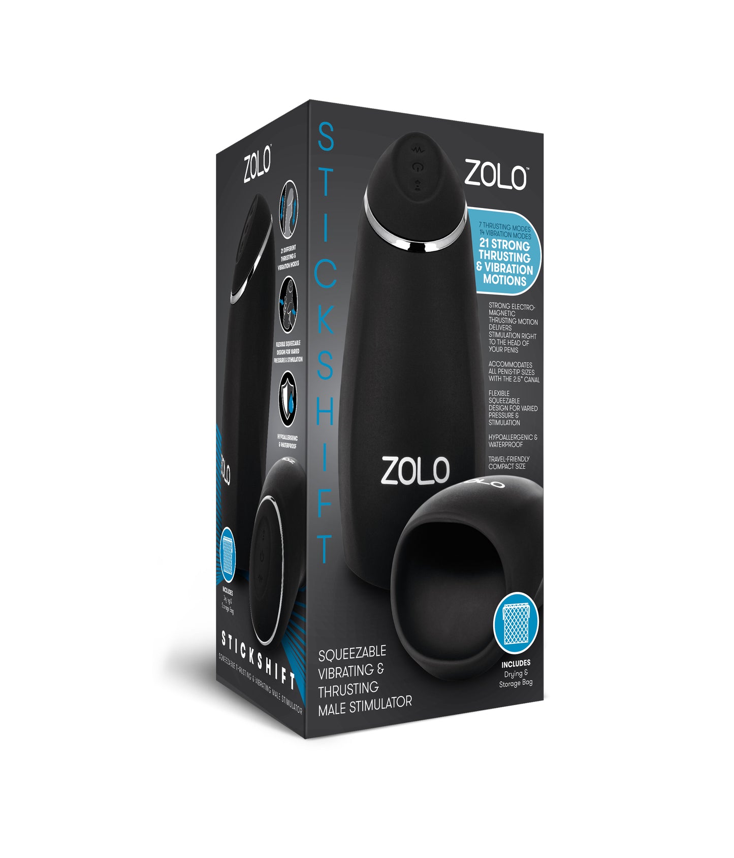 Zolo Stickshift Thrusting Vibrating Masturbator - 7 Thrust + 14 Vibration Modes