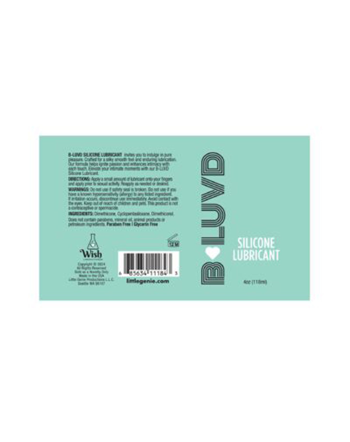 B-Luvd - Premium Silicone Long-Lasting Lubricant 4oz – Ultra Silky & Waterproof