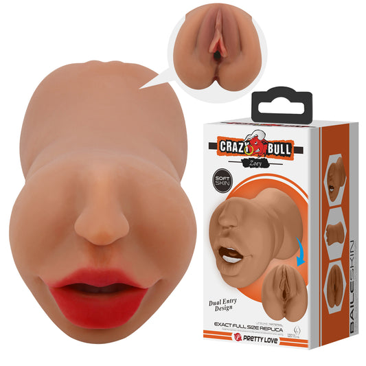 Realistic Mouth Male Masturbator - Hand-Painted Lips Deep Ribbed Tunnel 6.7 Inches