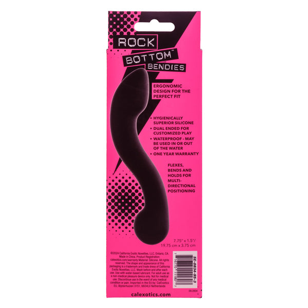 Flexible Dual-Ended Silicone Dildo with Curved Design - Black